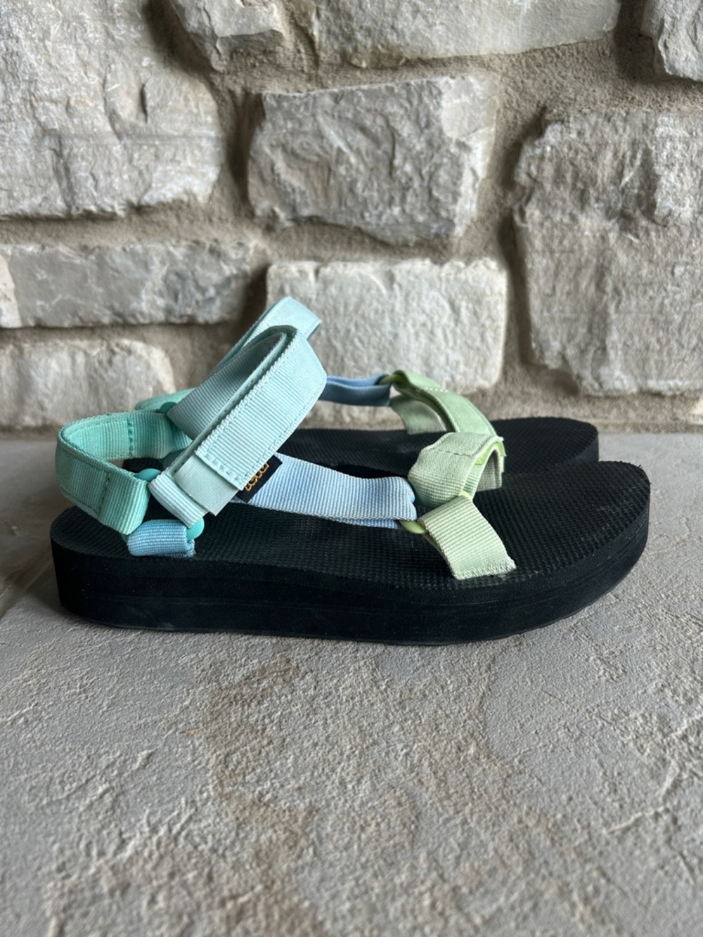Teva Women's Platform Sandals in Mint, Light Blue, and Pale Green